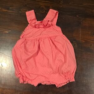 Janie and Jack Pink Ruffled Dot Bubble Romper PREEMIE